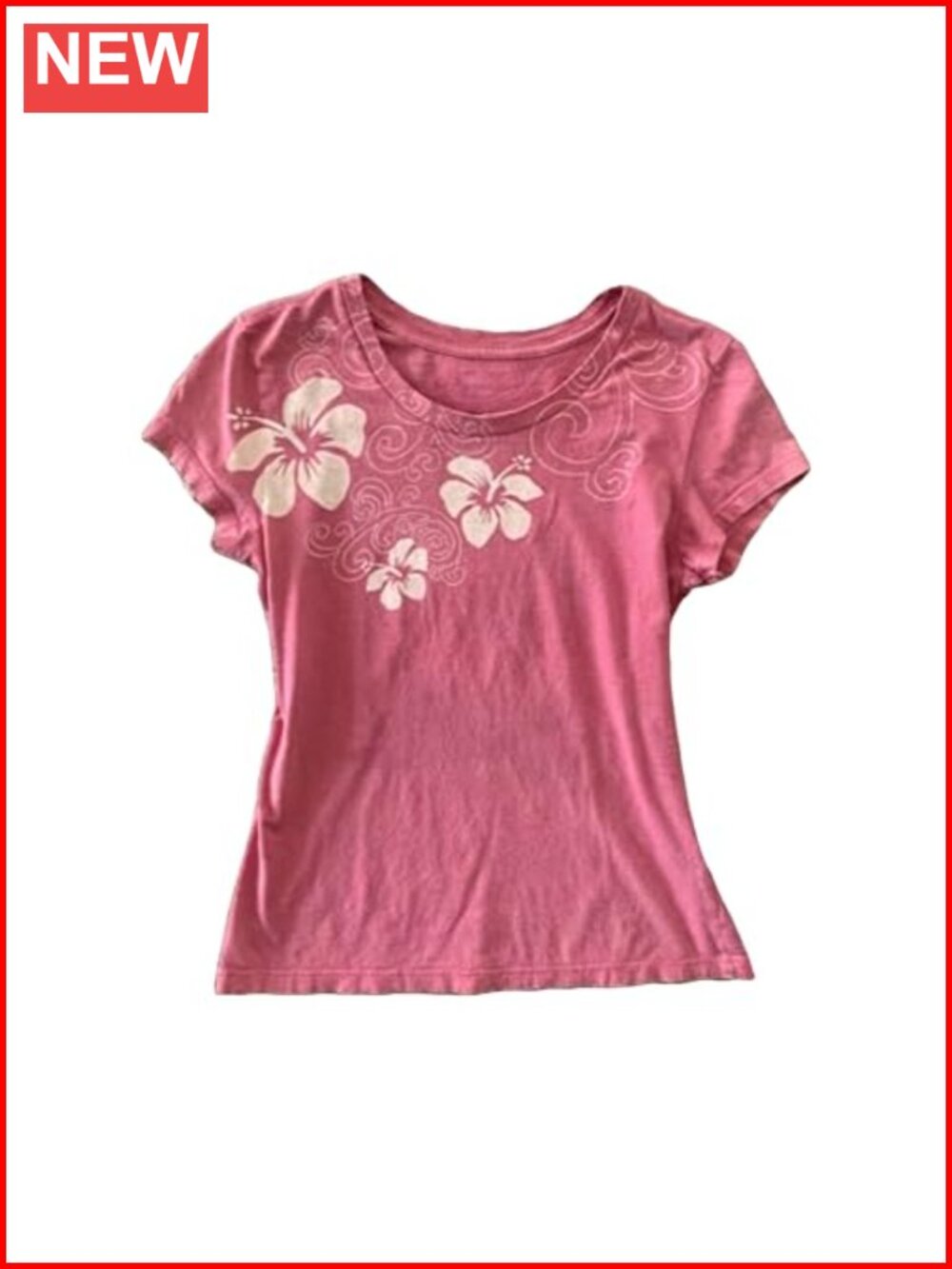 Womens Y2k Floral Graphic Baby Tee Polyester Short Sleeve Cute Streetwear Beach